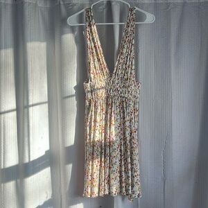 Floral v cut dress